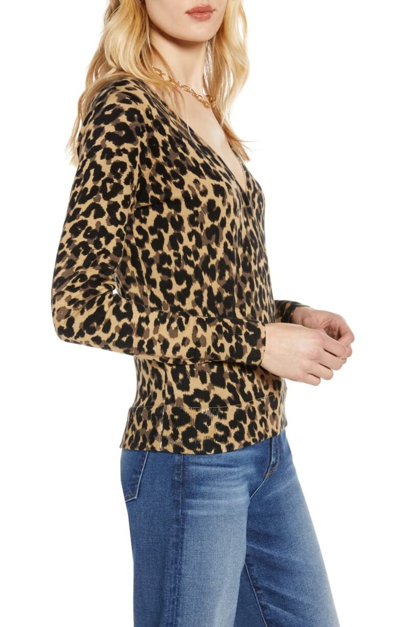 Women's Printed Faux Wrap Sweater - Image 3