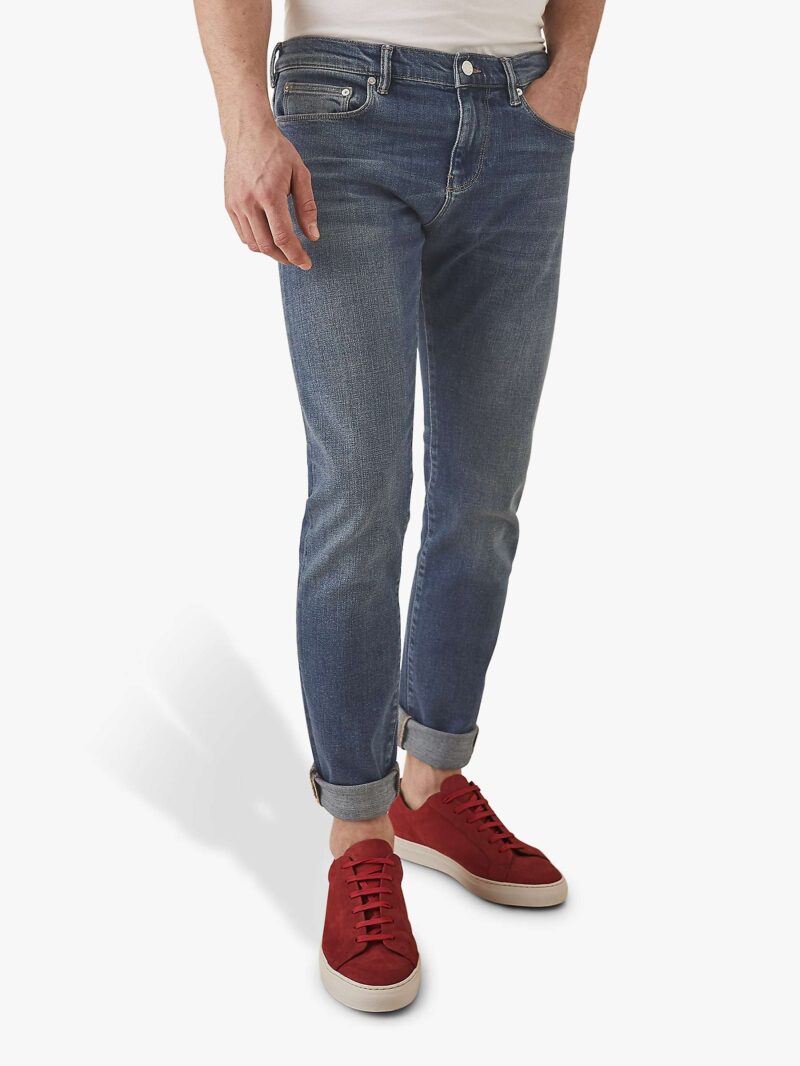 Men's Tapered Slim Fit Jeans  Washed Indigo - Image 5