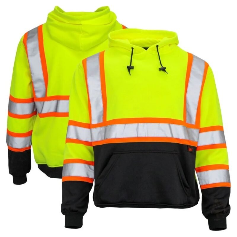 Hi Viz Contrast Black Bottom Pullover Hoodie Sweatshirt