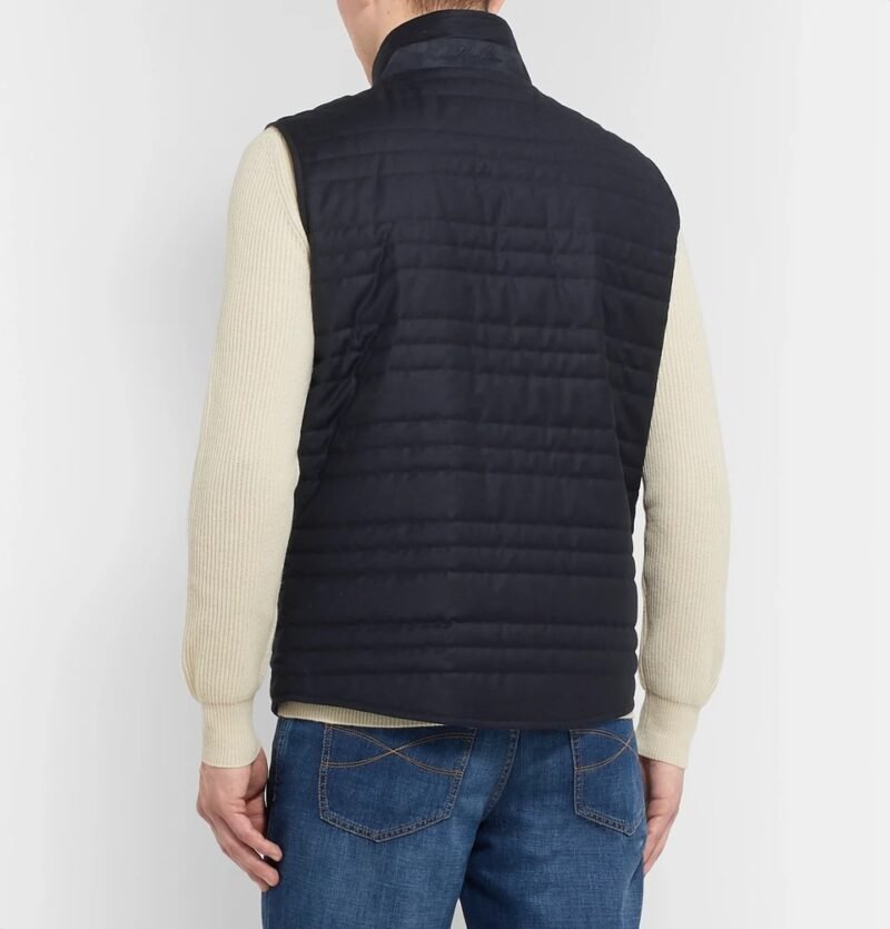 Men's Reversible Quilted Rain System Micro fiber and Virgin Wool-Blend Gilet - Image 2