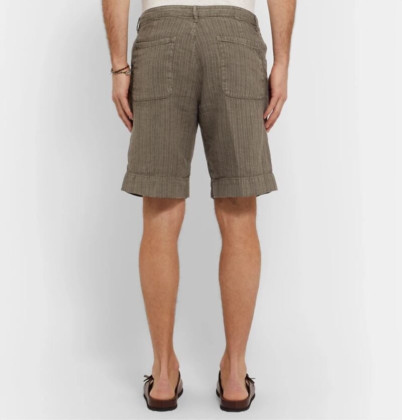 Men's Wide-Leg Striped Linen Shorts - Image 2