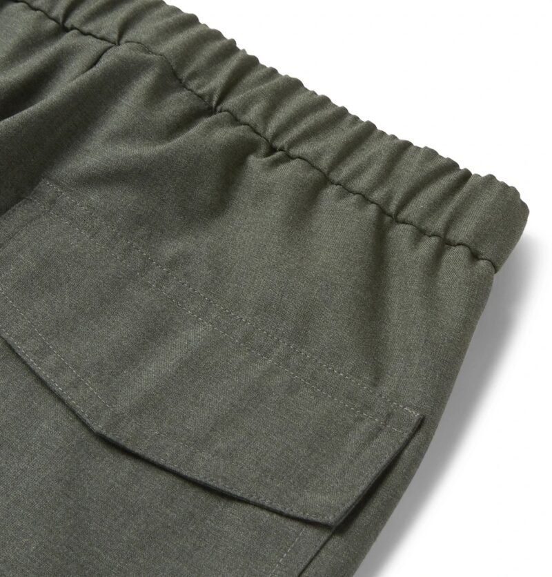 Men's Grey-Green Tapered Cropped Woven Trousers - Image 5