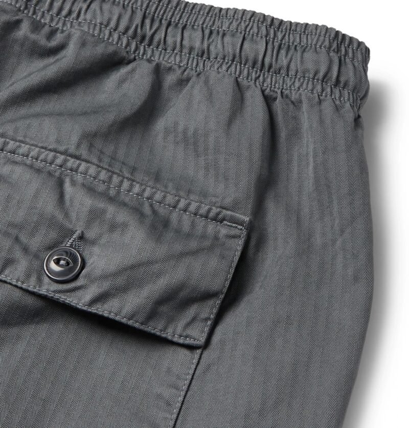 Men's Tapered Herringbone Cotton Drawstring Trousers - Image 5