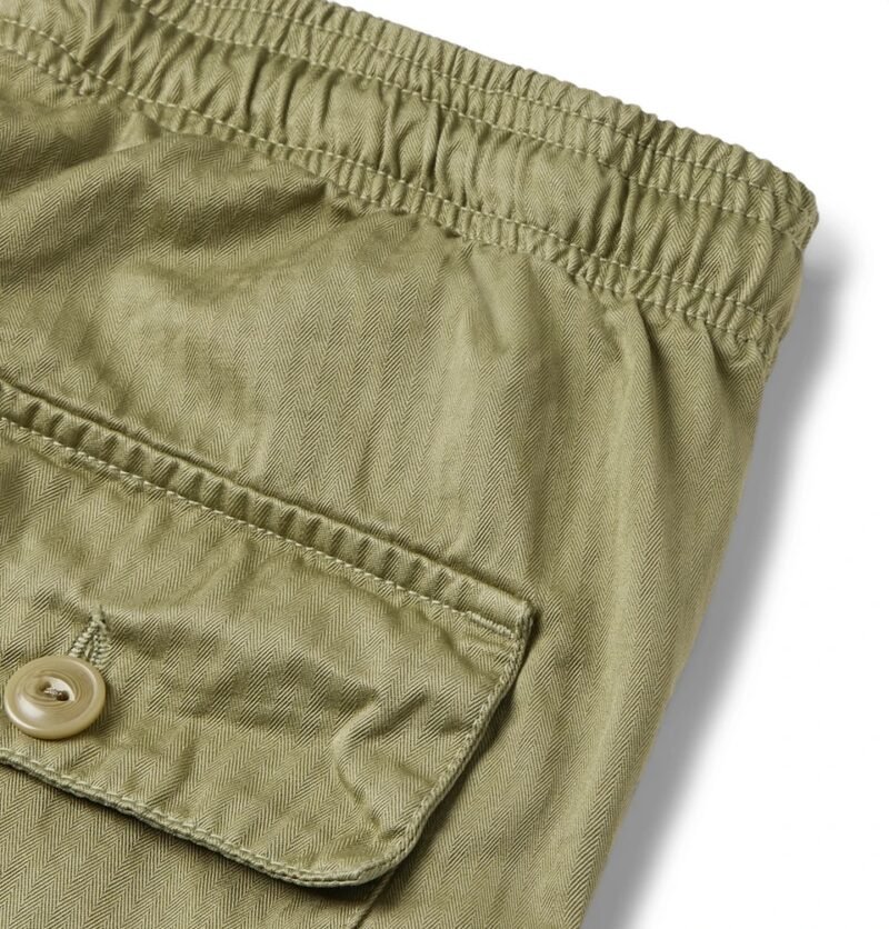 Men's Tapered Herringbone Cotton Drawstring Trousers - Image 5