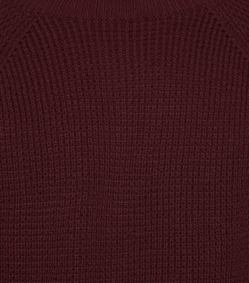 Men's Burgundy Raglan Sleeve Crew Neck Jumper - Image 4