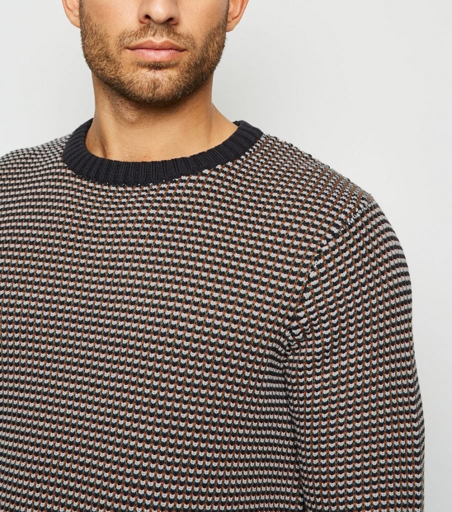 Men's Multicolored Waffle Knit Crew Neck Jumper | AA Sourcing LTD