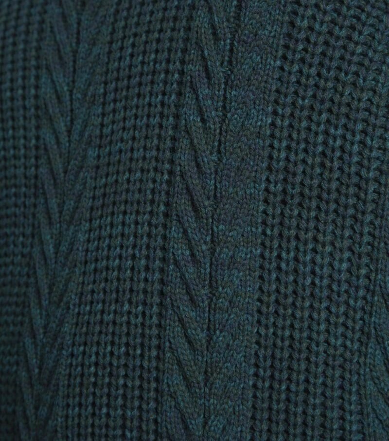 Men's Dark Green Cable Knit Roll Neck Jumper - Image 5