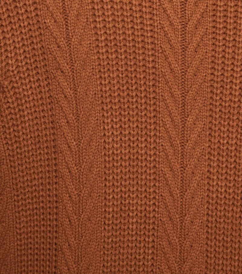 Men's Orange Cable Knit Roll Neck Jumper - Image 5