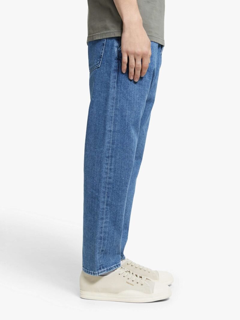 Men's Regular Tapered Cropped Jeans, Mid Stone - Image 6