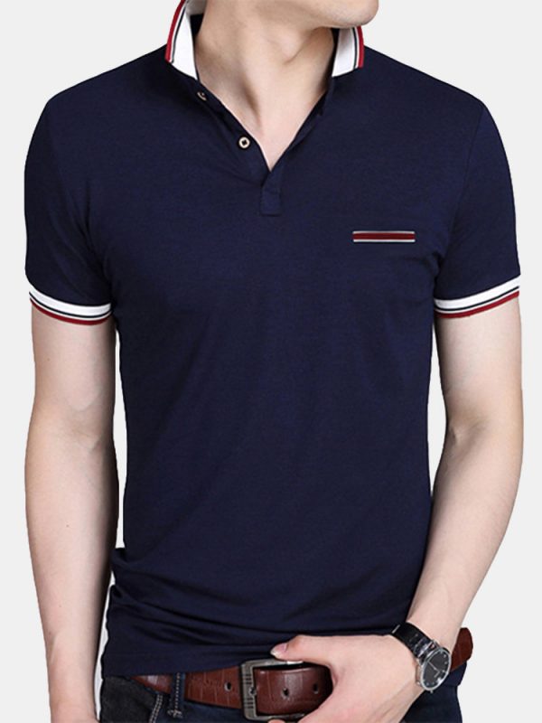 Men's Solid Color Short Sleeve Slim Fit Breathable Cotton Golf Shirts ...