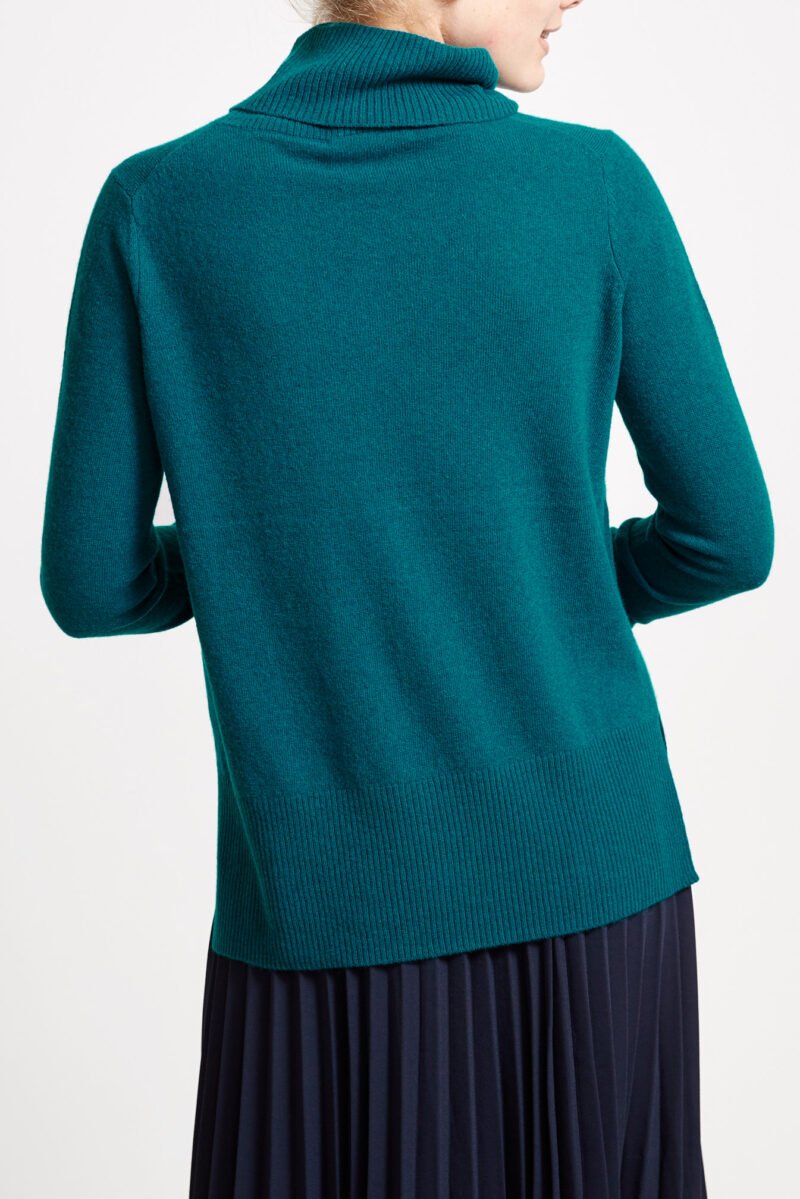 Women's Blue Roll Neck Knit Sweater - Image 2