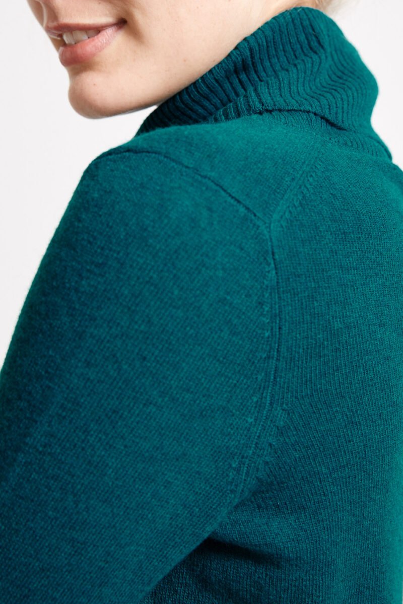 Women's Blue Roll Neck Knit Sweater - Image 3