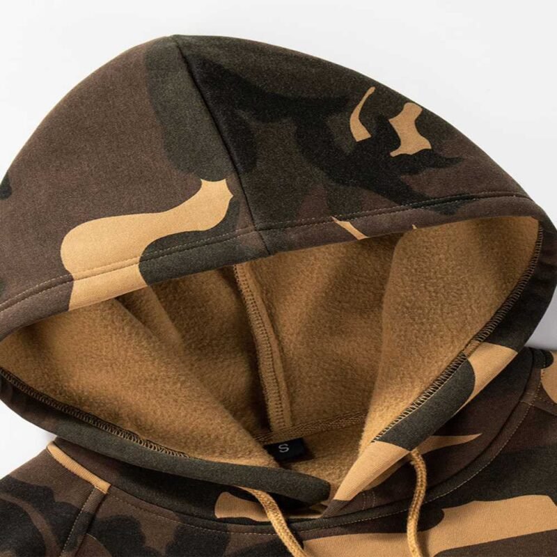 Men’s Camo Patchwork Drawstring Muff Pockets Hoodie