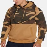 Men’s Camo Patchwork Drawstring Muff Pockets Hoodie