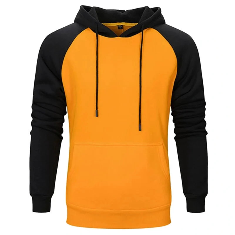 Men's Hit Color Block Muff Pocket Long Sleeve Hoodie - Image 4