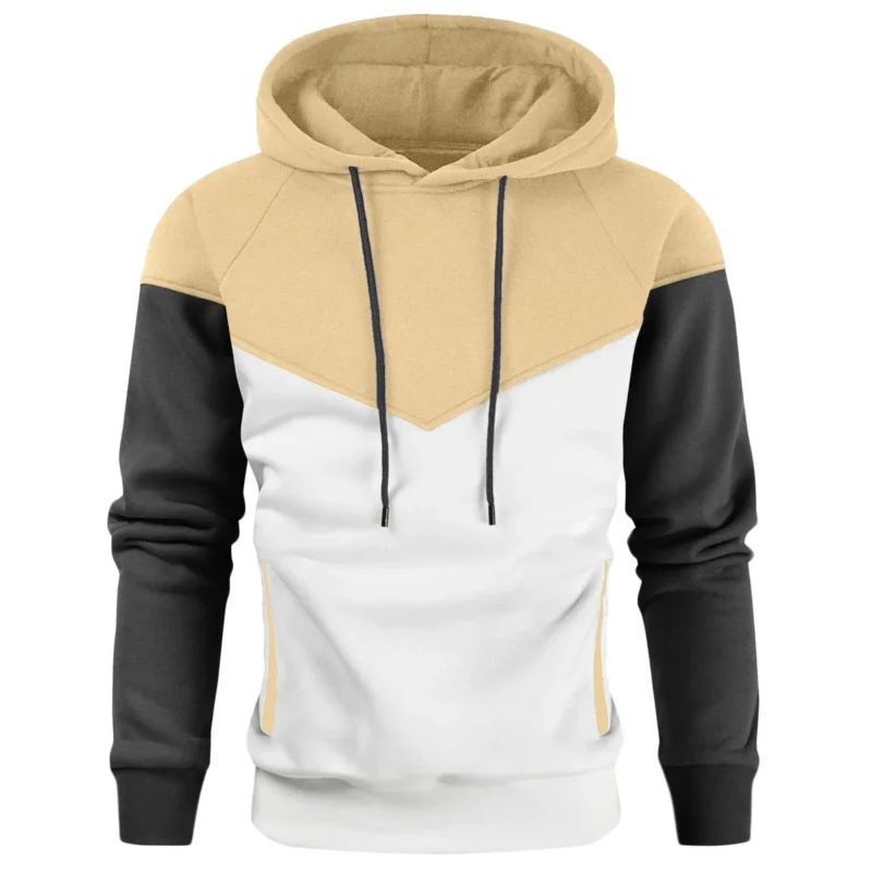 Men's Hit Color Block Muff Pocket Long Sleeve Hoodie - Image 6