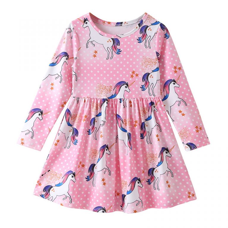 Horse Pattern Girls Long Sleeve Casual Dress | AA Sourcing LTD