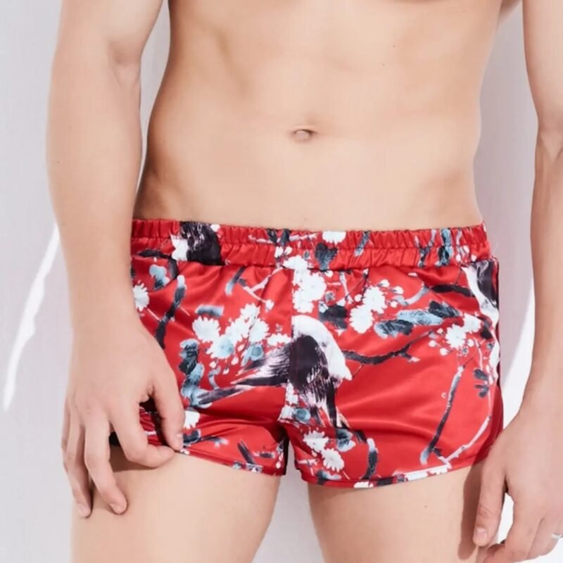 Men's Sexy Floral Print Breathable Sports Boxer Briefs