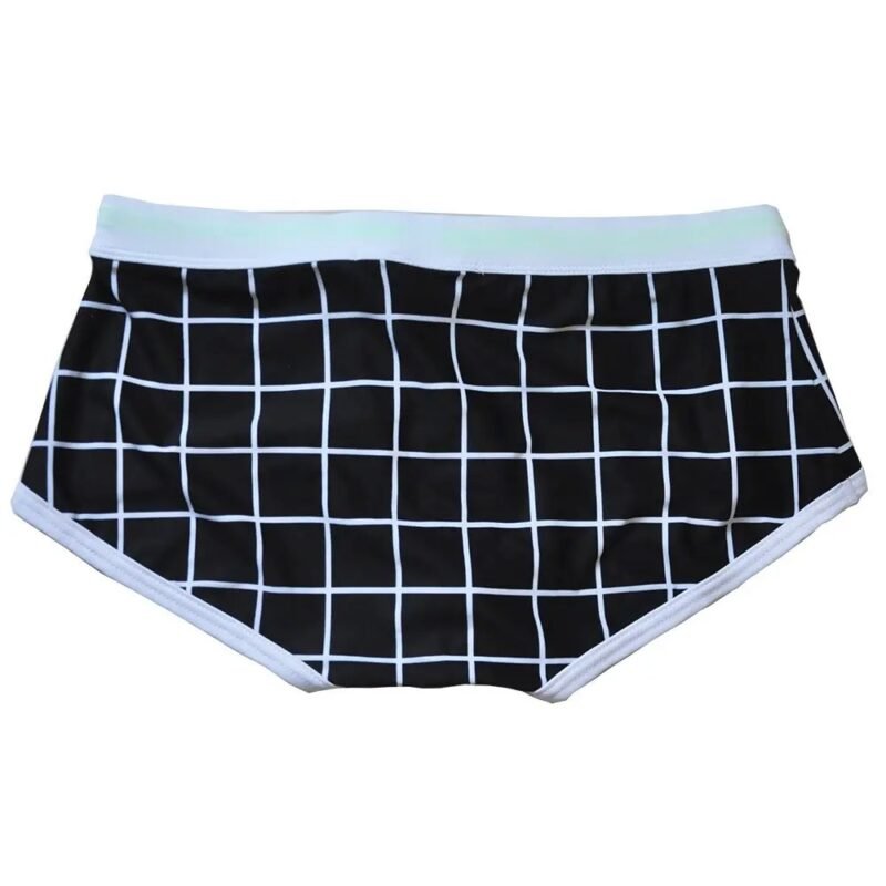 Men's Sexy Striped Grid Bright Drawstring Swimwear - Image 2