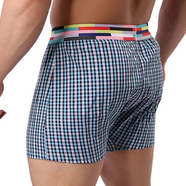 Men's Casual Home Low Waist Sport Cotton Breathable Plaids Boxer Shorts ...
