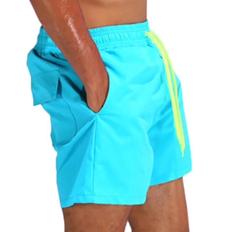 Men's Shinny Plain Waterproof Swim Trunks - Image 4