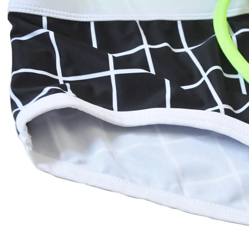 Men's Sexy Striped Grid Bright Drawstring Swimwear - Image 5