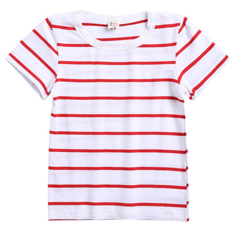 Toddler Boys Girls Kids Sriped Short Sleeve Soft Cotton T Shirts