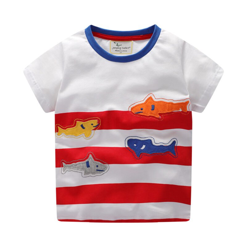 Toddler Boys Girls Shark Print Short Sleeve T Shirts