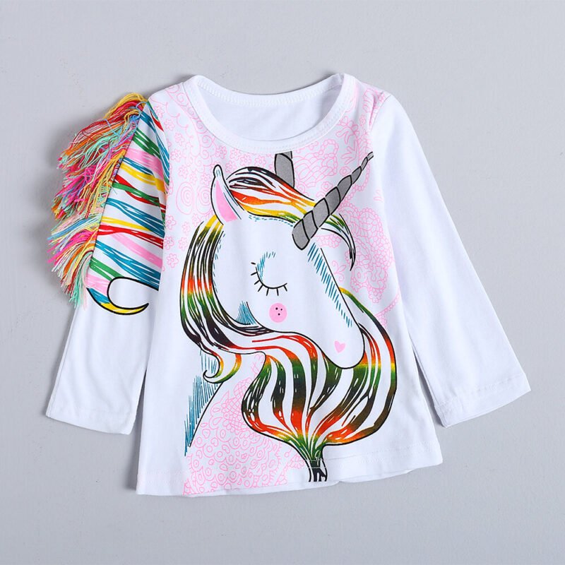 Boys Girls Horse Print Long Sleeve T-shirts