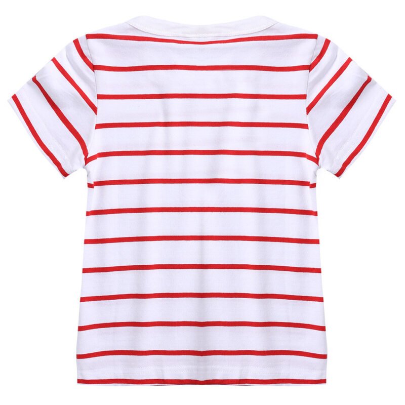 Toddler Boys Girls Kids Sriped Short Sleeve Soft Cotton T Shirts - Image 2