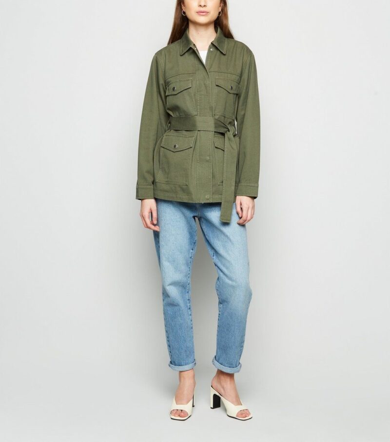 Women's Khaki Belted Lightweight Jacket - Image 4