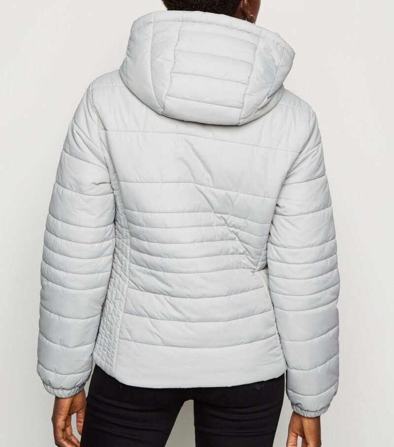 Women's Pale Grey Lightweight Hooded Puffer Jacket - Image 2