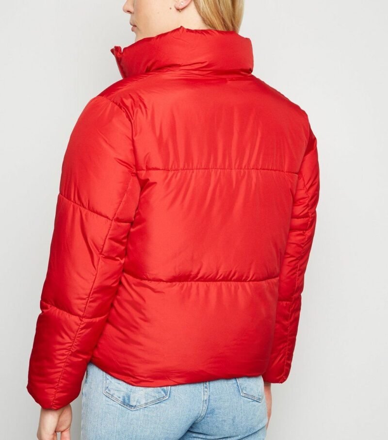 Women's Red Boxy Puffer Jacket - Image 2