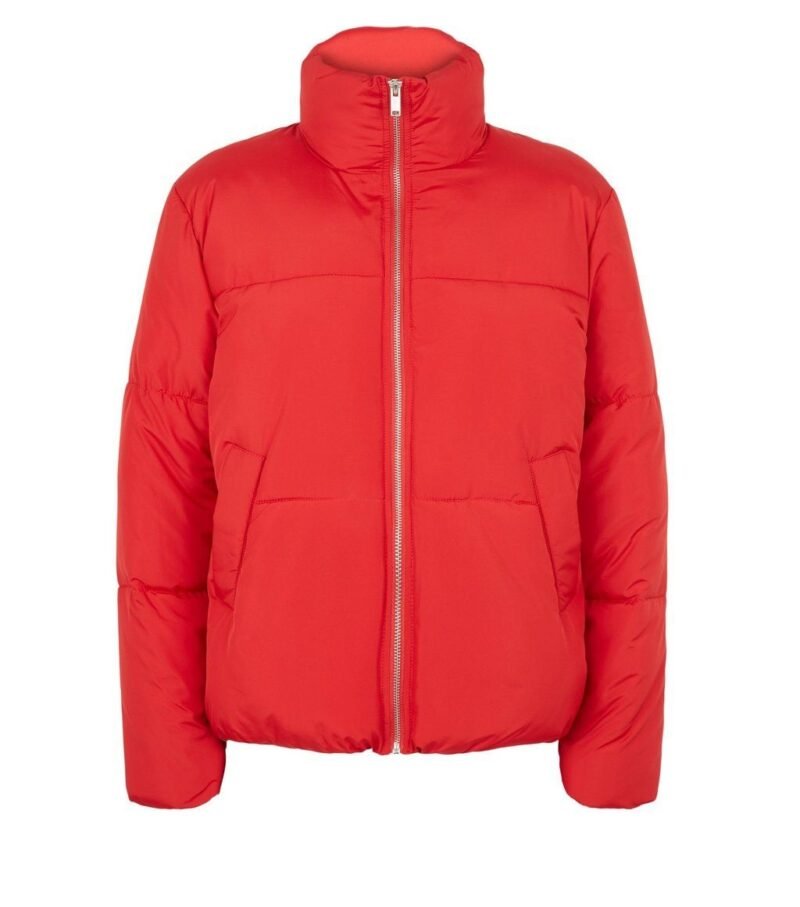 Women's Red Boxy Puffer Jacket