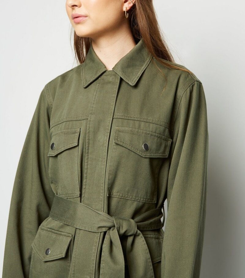 Women's Khaki Belted Lightweight Jacket - Image 5