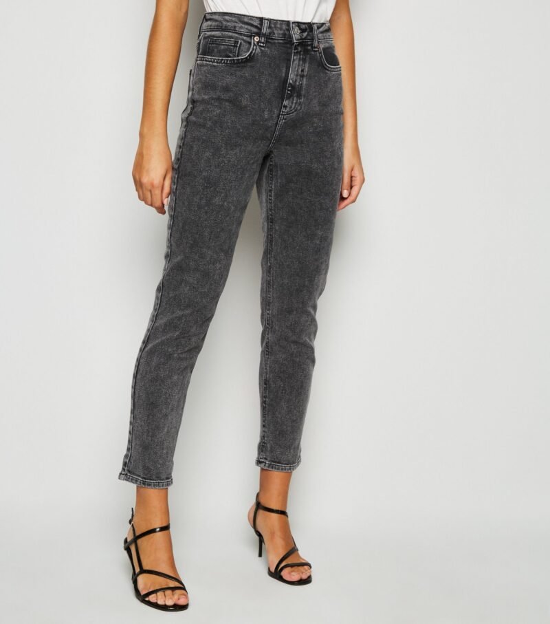 Women's Dark Grey Acid Wash Mom jeans - Image 2