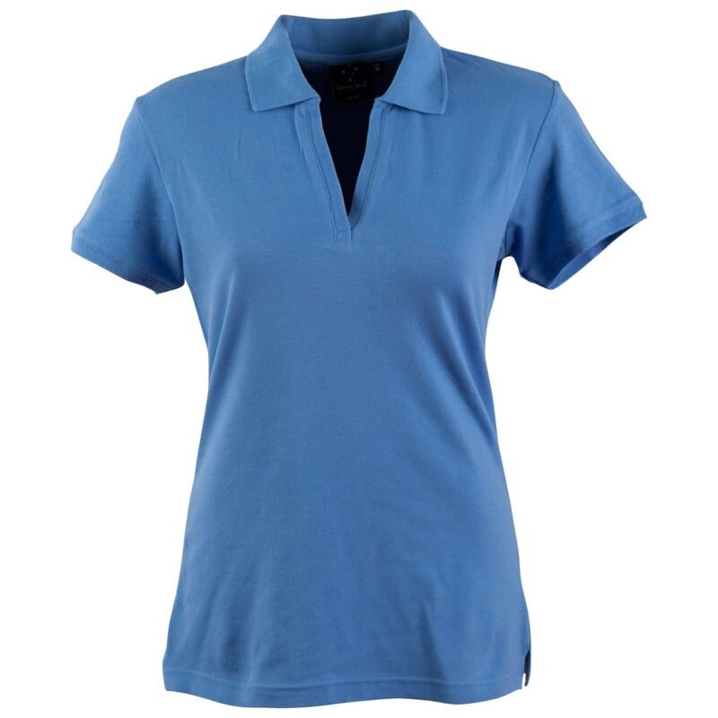 Women's Button-Less Short Sleeve Cotton Polo