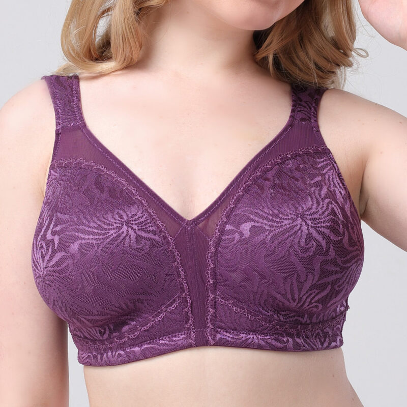 Plus Size Jacquard Full Cup Wide Straps Wireless Bras