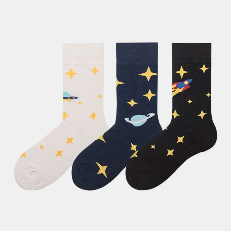 Male Female Trend Starry Sky Tube Cotton Socks