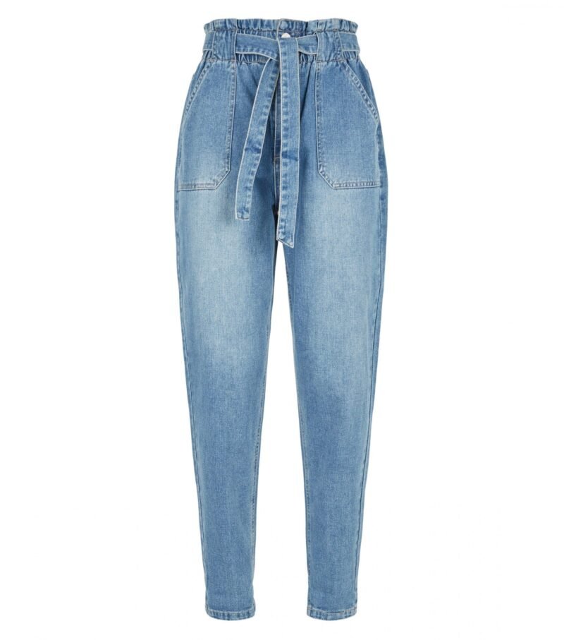 Women's Blue High Tie Waist  jeans - Image 5