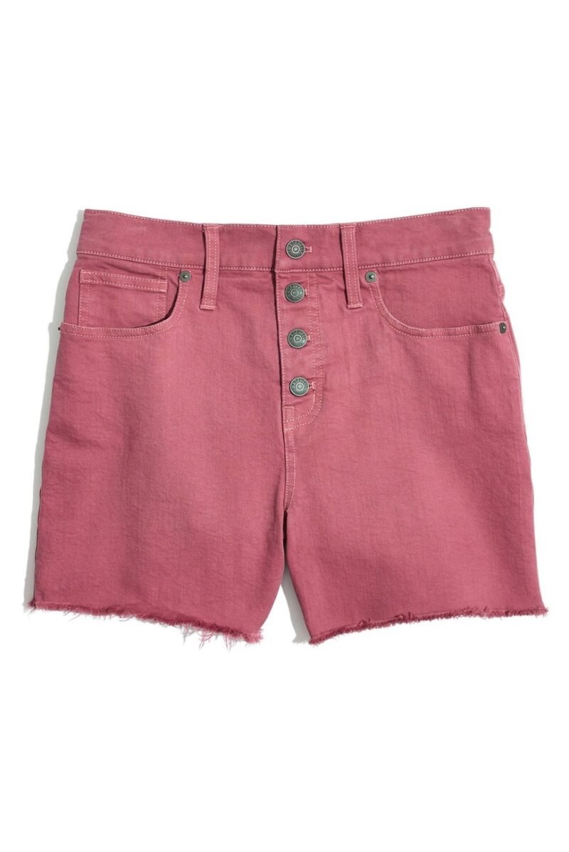 Women's Button Front High Waist Garment Dyed Shorts