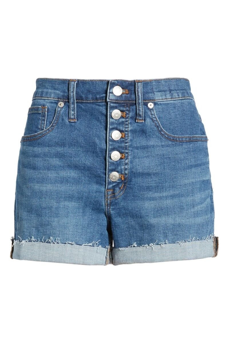 Women's High Waist Button Front Denim Shorts