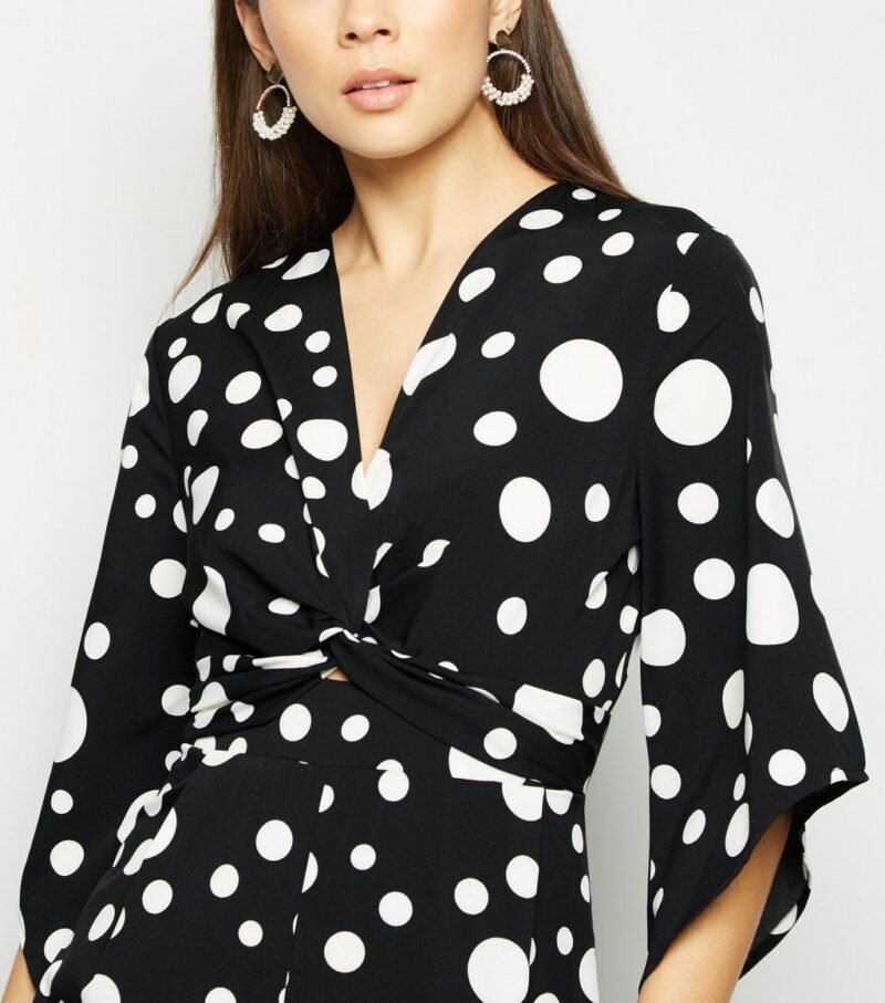 Women's Urban Bliss Black Spot Twist Front Jumpsuit - Image 2