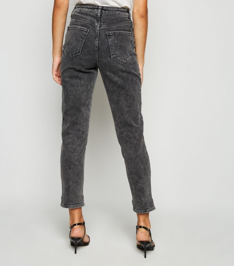 Women's Dark Grey Acid Wash Mom jeans - Image 3