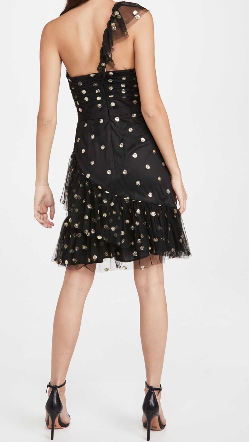 Women's Sequin Dot Tulle One Shoulder Dress - Image 2