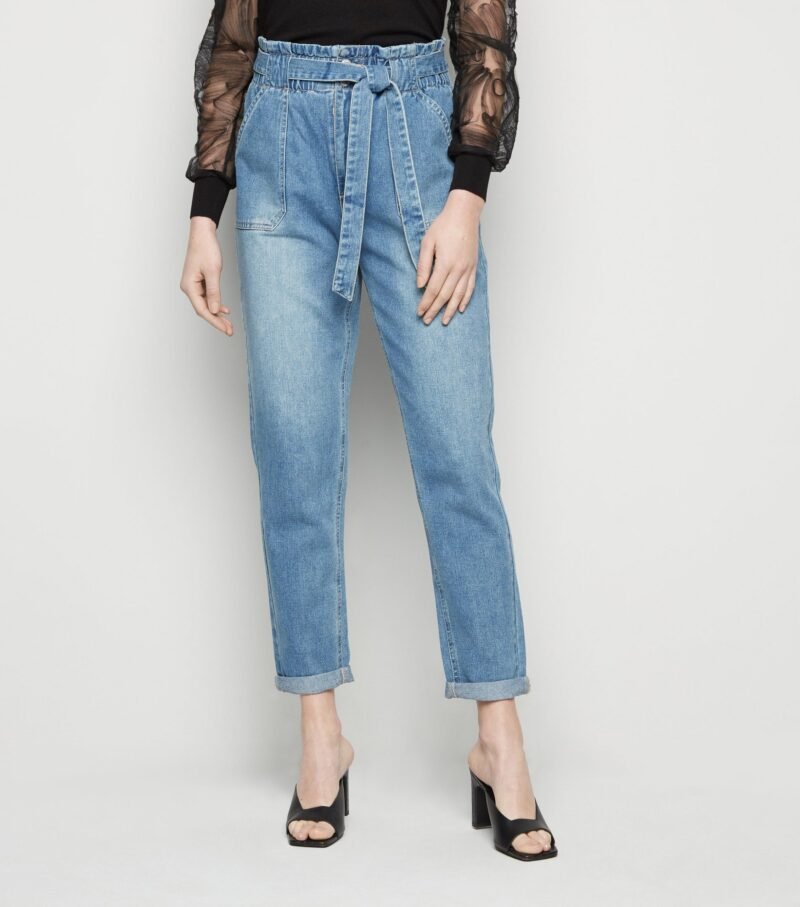 Women's Blue High Tie Waist  jeans - Image 3