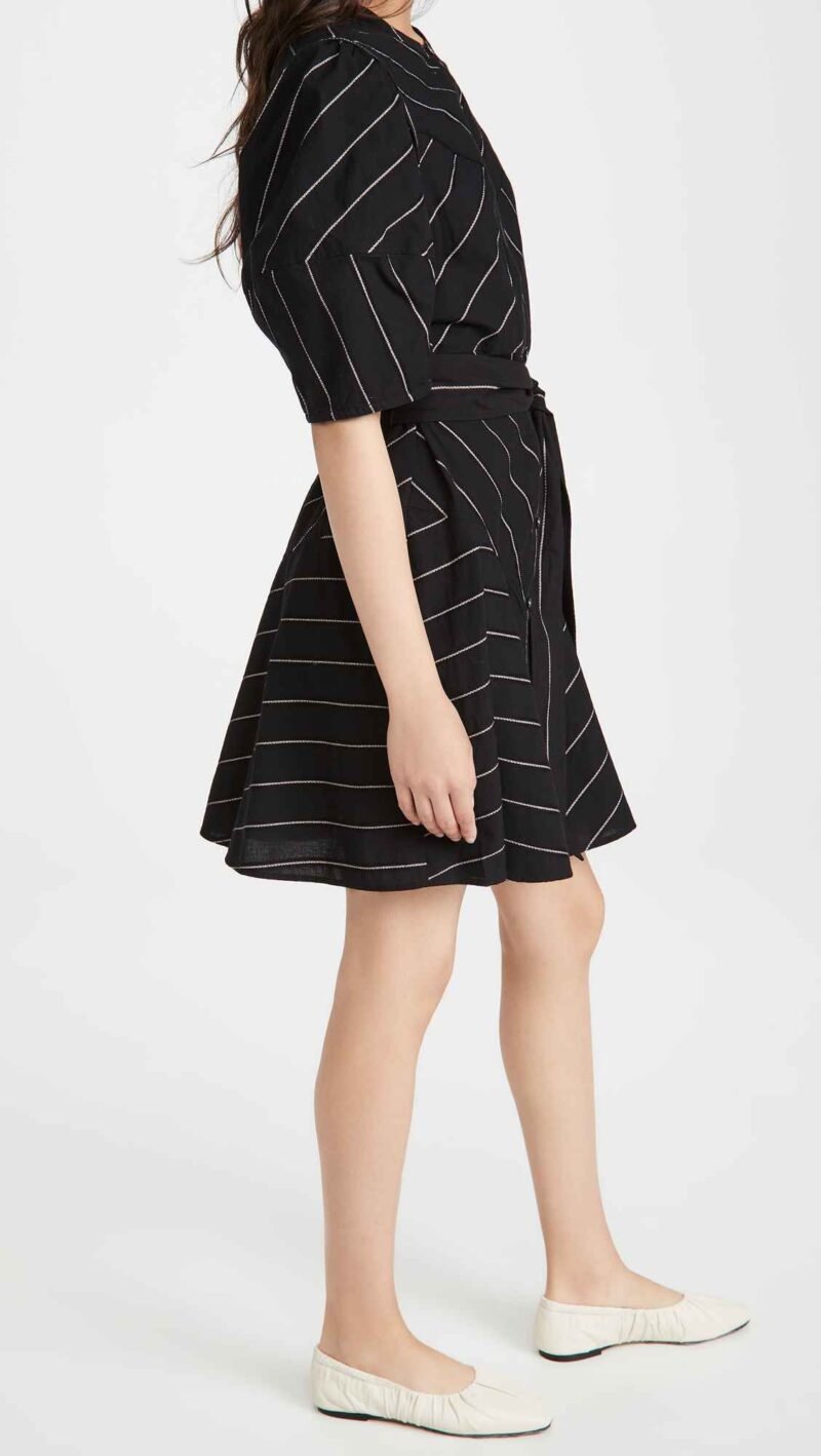 Women's Short Sleeve Satin Stripe Dress - Image 3