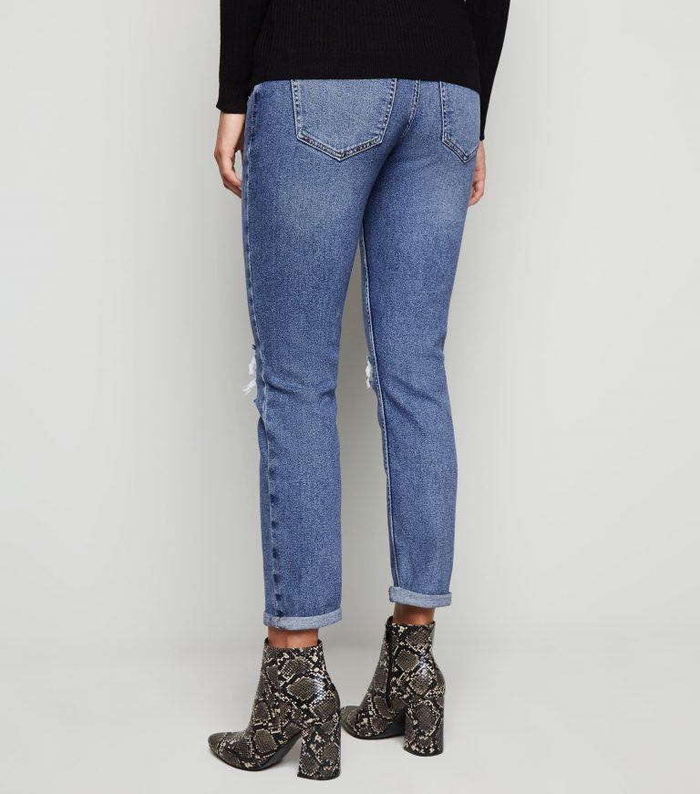 Women's Maternity Blue Ripped Over Bump Tori Mom Jeans | AA Sourcing LTD