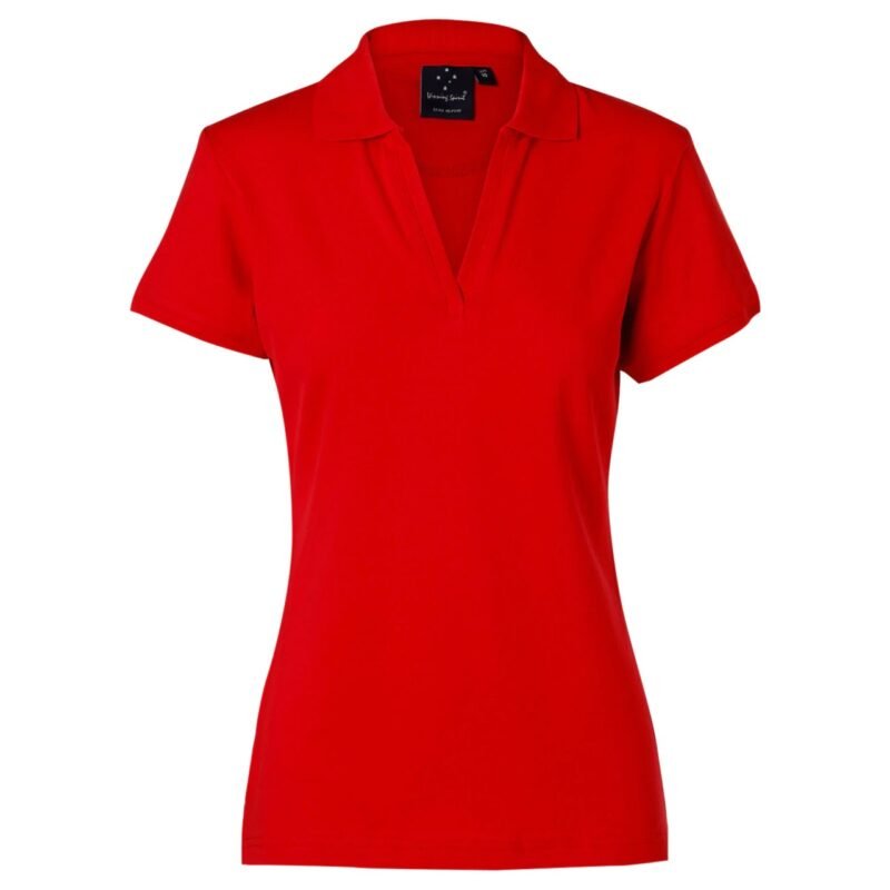 Women's Button-Less Short Sleeve Cotton Polo - Image 3