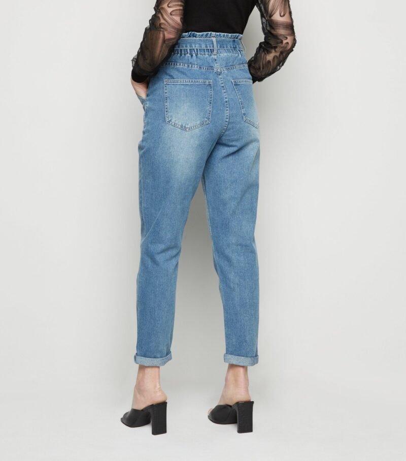 Women's Blue High Tie Waist  jeans - Image 2